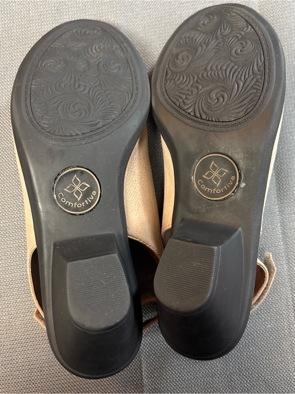 Comfortiva Faye Women's Nubuck Grey (beige) leather Slingback Sandal size 8.5 - Picture 4 of 5
